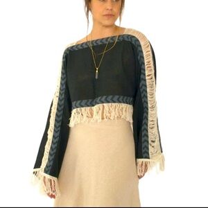 Boho Linen Fringe Top